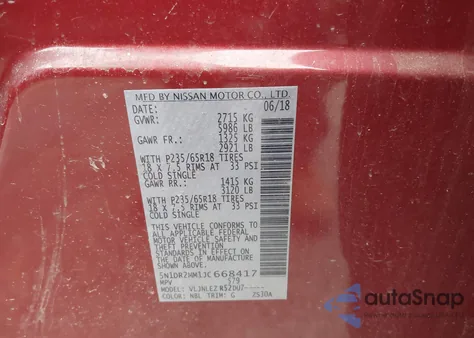 2018 Nissan Pathfinder Sv z USA, uszkodzony, nr VIN 5N1DR2MM1JC668417